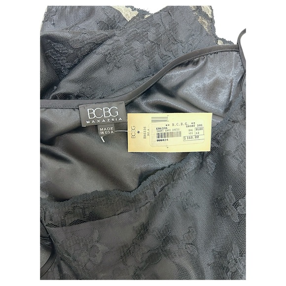 BCBGMaxAzria Vintage Dress Women Size 12 Black Lace Chemise Y2K Whimsigoth Fairy - Picture 3 of 12